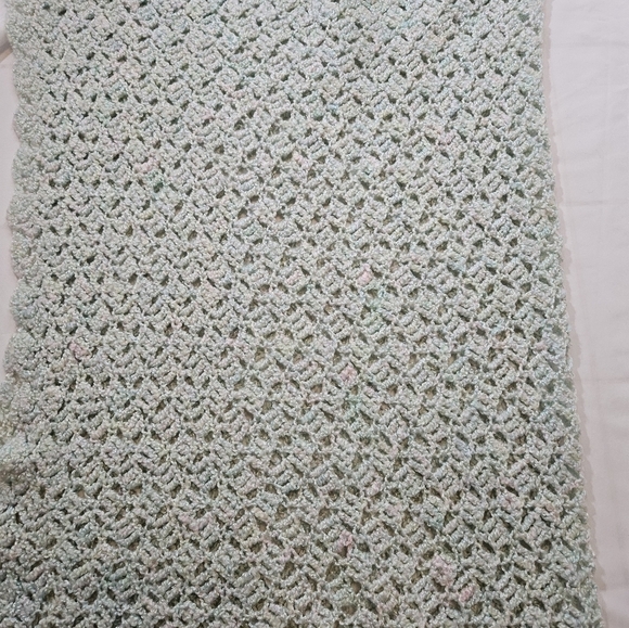 Handmade Crochet Blanket 40x40 Soft Lacy Afghan Pastel Baby Heirloom Cozy Throw - Picture 13 of 17